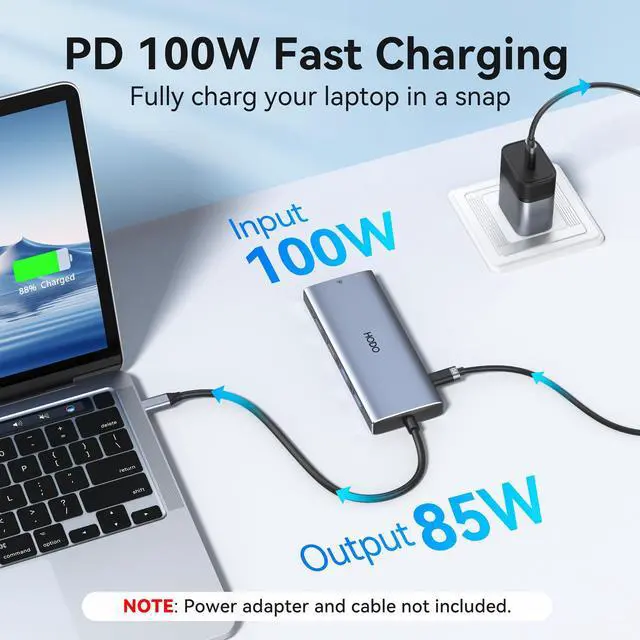 Alt view image 4 of 5 - USB C Hub Multiport Adapter, 10-in-1 Laptop USB C Docking Station for Dell/HP Laptop, Dock to 4K HDMI,Ethernet,100W PD,3USB 3.0, 2USB 2.0, SD/TF, USB Type C Dongle for MacBook, Surface, Lenovo