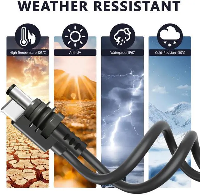 Alt view image 5 of 5 - OTPEIR Starlink Mini Cable, 9.84FT Starlink Mini USB Type C to DC Power Cable Cord, Work with 100W+ PD Source, Waterproof Input USB Type C to DC Cable, 18AWG 3M