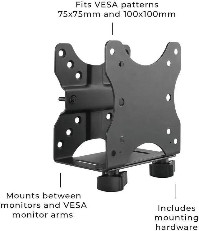Alt view image 4 of 5 - HumanCentric Thin Client Mount Bracket, Mount a Mini PC or Computer to a VESA Monitor Arm or Stand, Pole, or Under Desk or Surface, Devices with 0.65-2.55" in Depth for 75x75 and 100x100mm Patterns