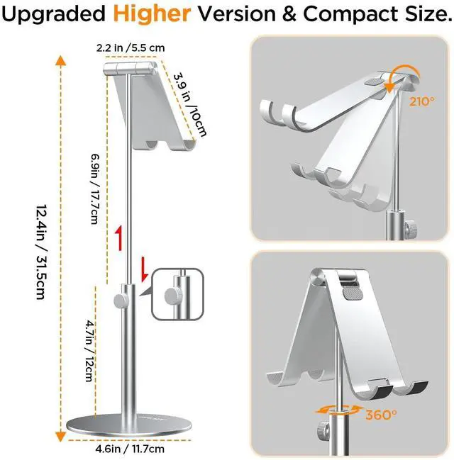 Alt view image 3 of 5 - AICase Upgraded iPad Stand - Adjustable Desk Stand for iPad Pro 9.7, 10.5, 11, 12.9 Air Mini 5th/6th Gen, Samsung Tablet, Tab (3.5-13")