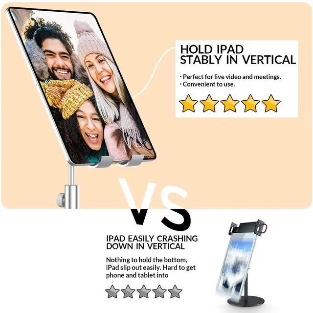 Alt view image 5 of 5 - AICase Upgraded iPad Stand - Adjustable Desk Stand for iPad Pro 9.7, 10.5, 11, 12.9 Air Mini 5th/6th Gen, Samsung Tablet, Tab (3.5-13")