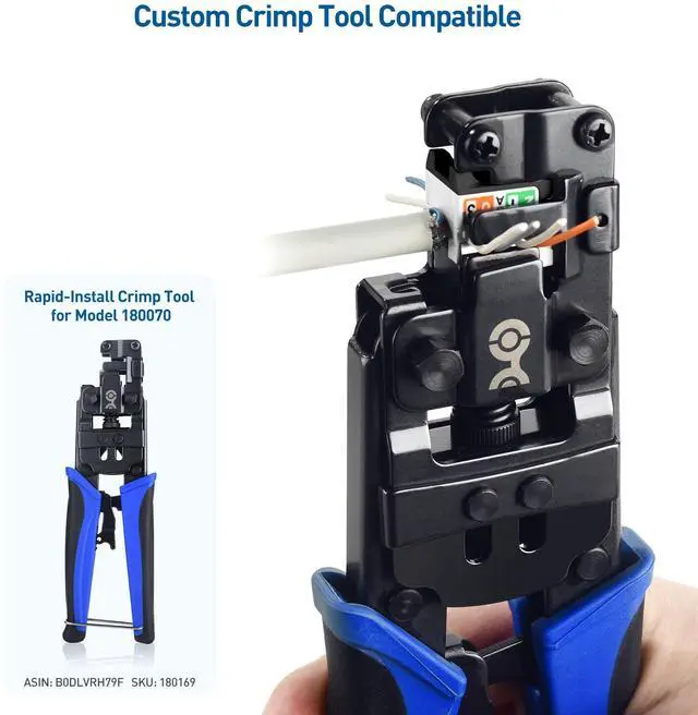 Alt view image 5 of 5 - Cable Matters [UL Listed] 25-Pack 10Gbps Rapid-Install Cat6 Keystone Jacks, Slim Profile Ethernet Keystone Jack, RJ45 Keystone Jack with Punch-Down Stand, Black (Model 180070)