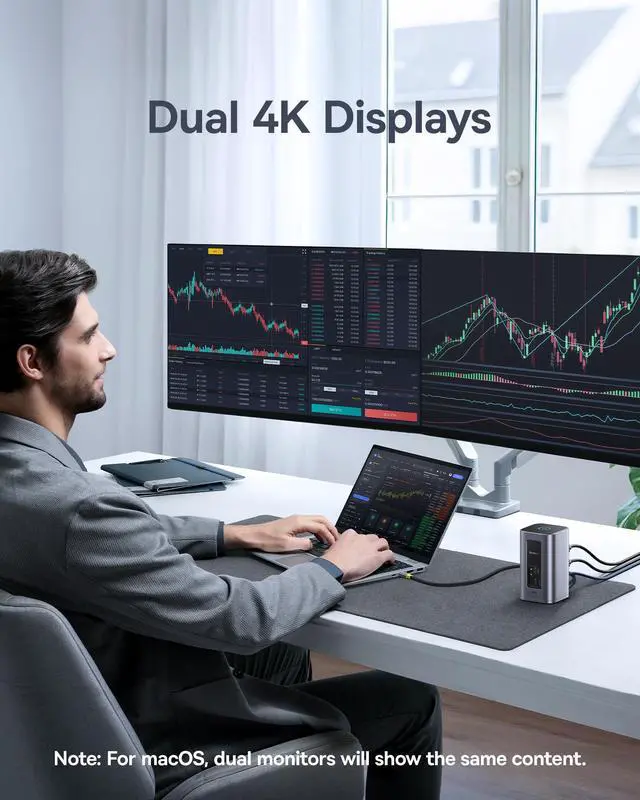 Alt view image 4 of 5 - Baseus Docking Station Dual Monitor, Nomos Win Air(12 in 1) Laptop Dock, 2*4K HDMI, 10Gbps USB Ports, 1Gbps Ethernet, PD 100W(No Power Adapter), USB C Docking Station for Dell/HP/Lenovo/Asus/Acer/Mac