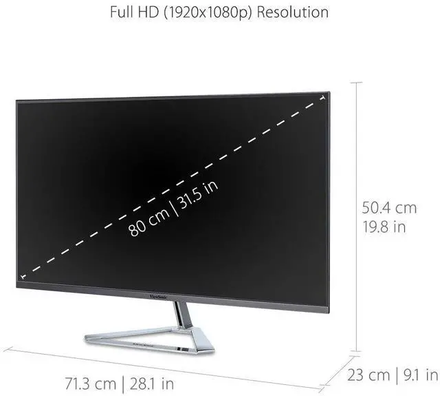 Alt view image 3 of 5 - ViewSonic VX3276-MHD 32 Inch 1080p Widescreen IPS Monitor with Ultra-Thin Bezels, Screen Split Capability HDMI and DisplayPort