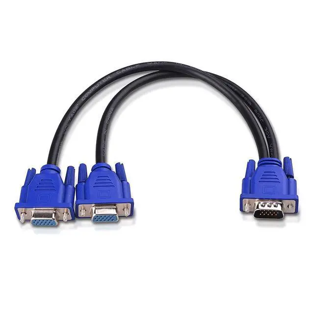 Alt view image 2 of 5 - Cable Matters 1 Foot VGA Splitter Cable (VGA Y Cable) for Screen Duplication & 2-Pack VGA to VGA Cable with Ferrites