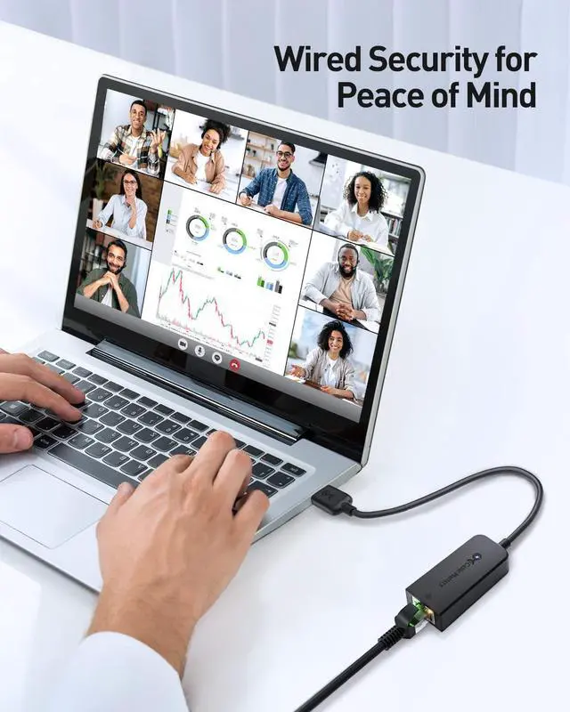 Alt view image 4 of 5 - Cable Matters USB to Ethernet Adapter Supporting 10/100 Mbps Ethernet Network in Black & Portable USB C to Ethernet Adapter Gigabit, Foldable Ethernet to USB C