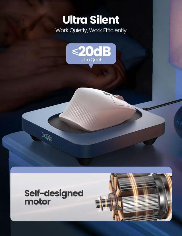 Alt view image 5 of 5 - Vaydeer Enlarged Turntable Mouse Mover, Max 3 Mouse Jiggler with Adjustable Intervals User-Friendly Buttons and LED Display Mouse Shaker Wiggler to Keep Your PC Awake(Spiral)