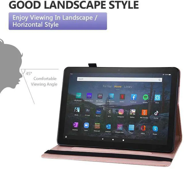 Alt view image 3 of 5 - Dteck for Fire Max 11 (13th Generation) Tablet Case 11" 2023, PU Leather Protective Fold Stand Case with Adjustable Viewing Angles, 4 Card Slots, Cute Butterfly Lightweight Slim Folio Case, Rosegold