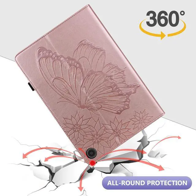 Alt view image 5 of 5 - Dteck for Fire Max 11 (13th Generation) Tablet Case 11" 2023, PU Leather Protective Fold Stand Case with Adjustable Viewing Angles, 4 Card Slots, Cute Butterfly Lightweight Slim Folio Case, Rosegold