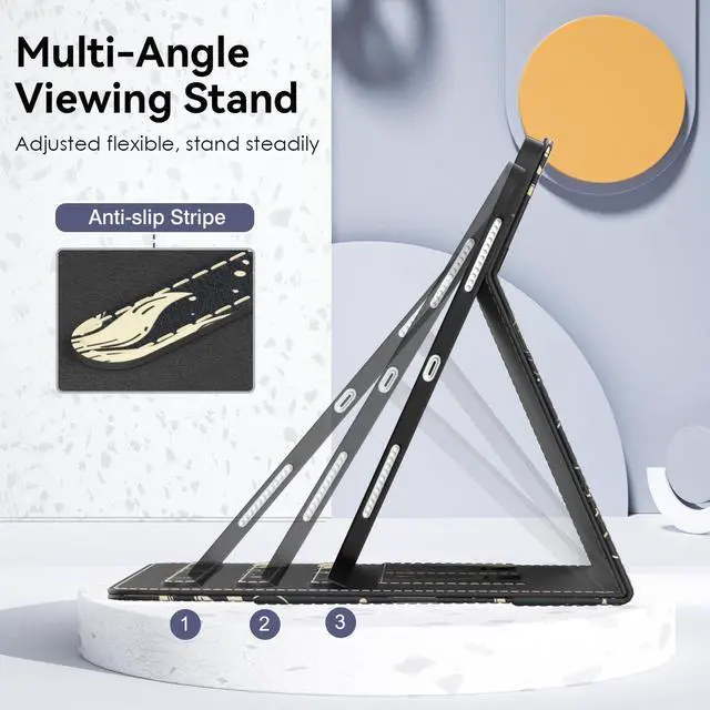 Alt view image 5 of 5 - OKP Case for iPad 11-inch (A16) 2025 / 10th Generation 2022, for ipad 11th /10th 10.9 inch with Multi-Angle Viewing PU Leather Stand Cover with Pencil Holder & Pocket, Auto Sleep/Wake, Black Sun Moon
