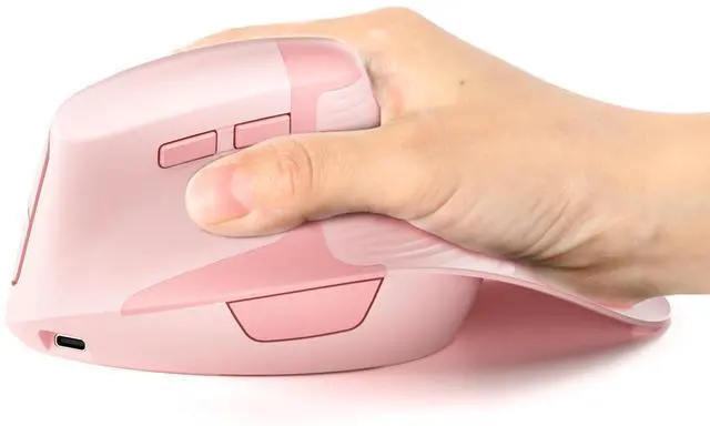 Main image of seenda Ergonomic Mouse Rechargeable, 2.4G USB & Type C Vertical Wireless Ergo Mouse with Instant Desktop Return Key, Quiet Click, Palm Rest, Anti-Slip Optical Mice for Mac OS, Windows, Pink