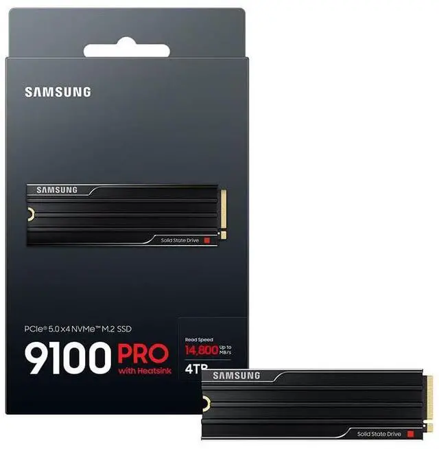 Alt view image 3 of 5 - Samsung SSD 9100 PRO with Heatsink 4TB, PCIe 5.0x4 M.2 2280, Seq. Read Speeds Up to 14,800/13,400 MB/s, Best for AI Computing, Gaming, and Heavy Duty Workstations (MZ-VAP4T0CW)