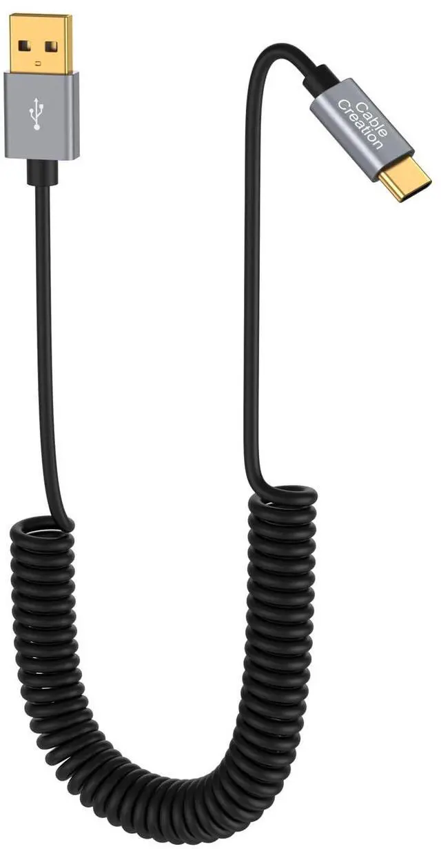 Main image of CableCreation USB C Fast Charging Coiled 2-Pack, Retractable for Android Auto, USB C to C for Drone, 3A USBC, Works with Carplay, iPhone 15/16, MacBook, Cellphone, Tablet & Other USBC Device Max 5ft