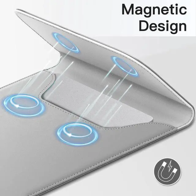 Alt view image 4 of 5 - JETech Slim Laptop Sleeve for MacBook Air 13-Inch (M4/M3/M2) 2022-2025, MacBook Pro 13-Inch (M2/M1) 2016-2022, PU Leather Case (Grey)