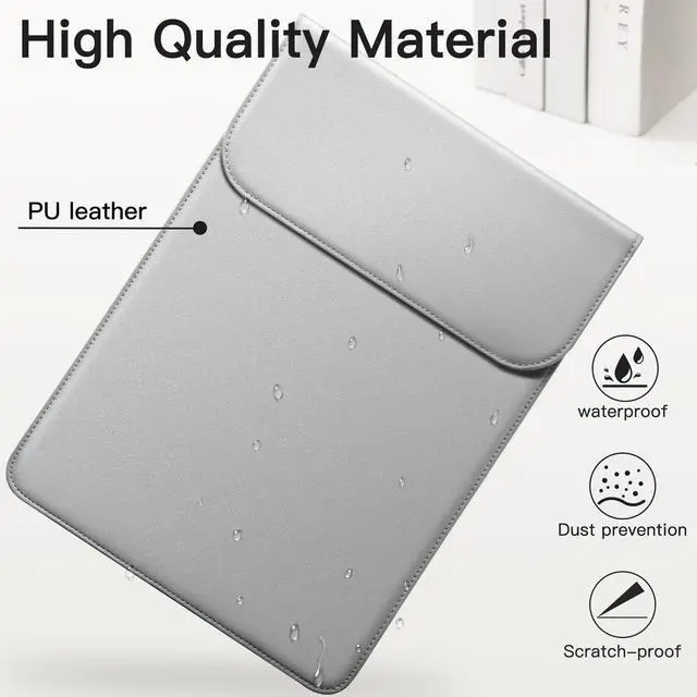 Alt view image 5 of 5 - JETech Slim Laptop Sleeve for MacBook Air 13-Inch (M4/M3/M2) 2022-2025, MacBook Pro 13-Inch (M2/M1) 2016-2022, PU Leather Case (Grey)