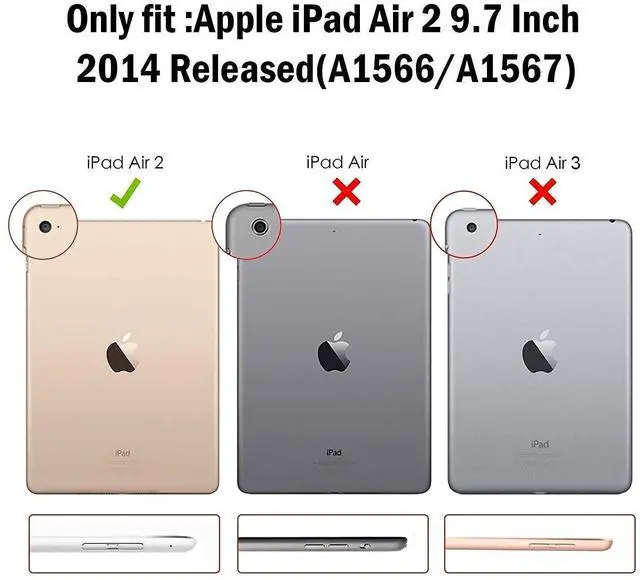 Alt view image 2 of 5 - ProCase iPad Air 2nd 2014 Black Slim Hard Shell Case Bundle with 2 Pack iPad 9.7 2018 & 2017 / iPad Pro 9.7 / iPad Air 2 / iPad Air Tempered Glass Screen Protectors