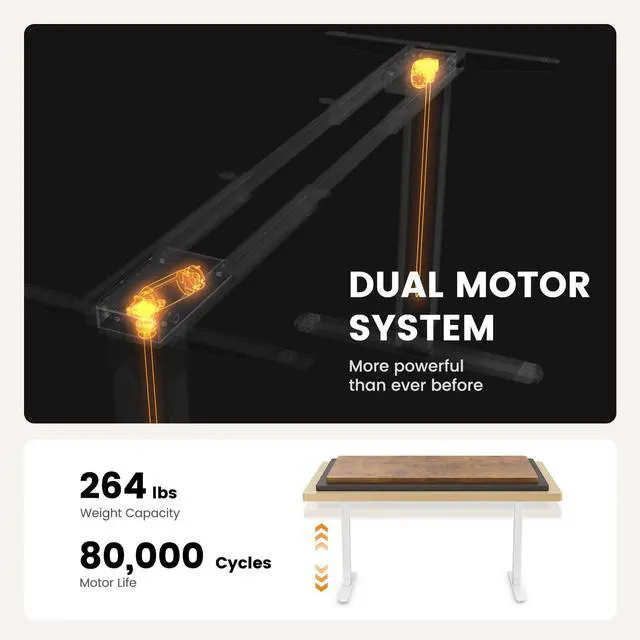 Alt view image 5 of 5 - ErGear Dual Motor Standing Desk Frame, Electric Adjustable Legs Compatible Desktop Size 44''-90'', 264 lbs Weight Capacity, 4 Memory Height Settings Stand up Desks Base, White Frame Only