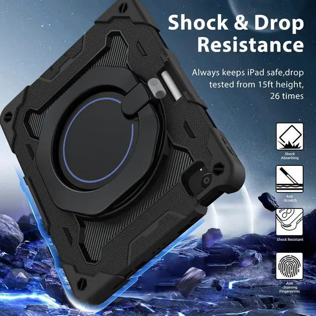 Alt view image 5 of 5 - ROISKIN for iPad Air 11 inch Case (M3 2025/M2 2024)/ Air 6th Generation for Kids with HD Screen Protector, 360 Rotating Kickstand, Shoulder Strap, Pen Holder, Heavy Duty Military Case for iPad Air 11