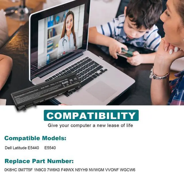 Alt view image 2 of 5 - TREE.NB Laptop Battery for Dell Latitude 14 15 5000 E5440 E5540 Series M7T5F VV0NF FT6D9 3K7J7 5200mAh 11.1V Replacement