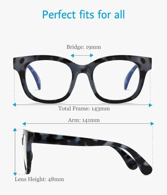 Alt view image 4 of 5 - ANRRI Blue Light Blocking Glasses for Women and Men, Oversized Blue Light Computer Glasses, Tortoise-Grey Frame