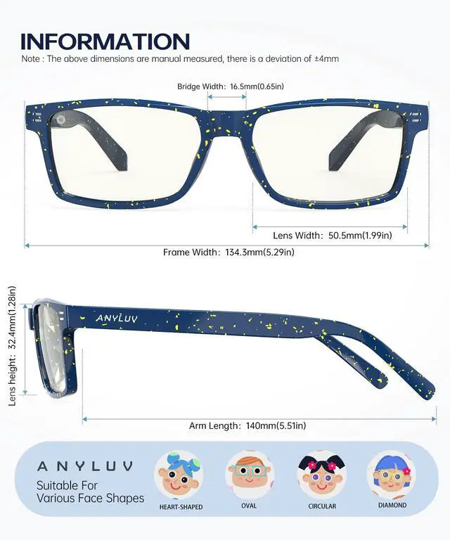 Alt view image 3 of 5 - ANYLUV Blue Light Glasses for Kids, Blue Light Blocking Glasses for Girls/Boys, Teen Gaming Glasses Anti Eyestrain