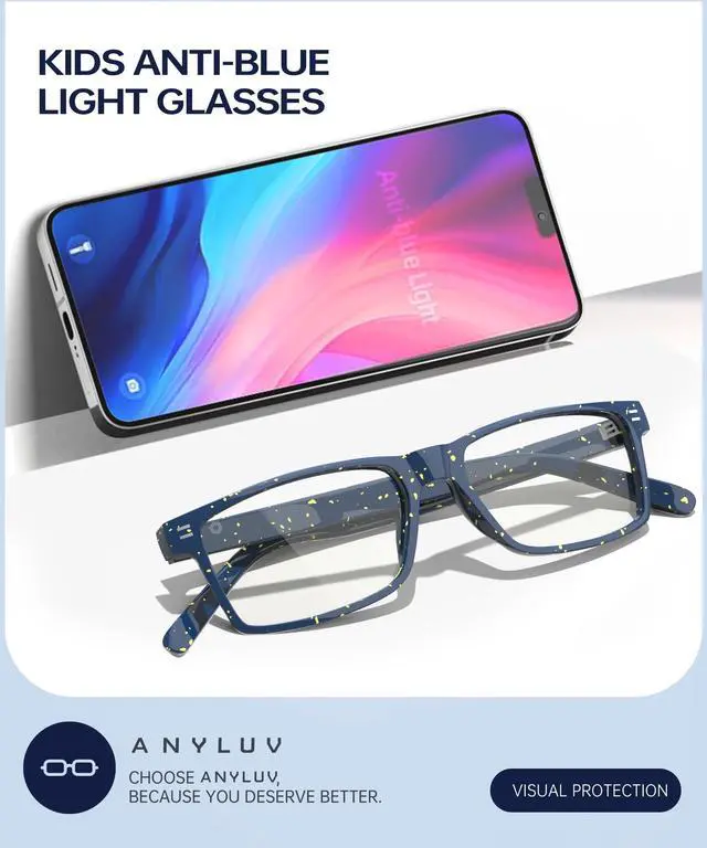 Alt view image 5 of 5 - ANYLUV Blue Light Glasses for Kids, Blue Light Blocking Glasses for Girls/Boys, Teen Gaming Glasses Anti Eyestrain