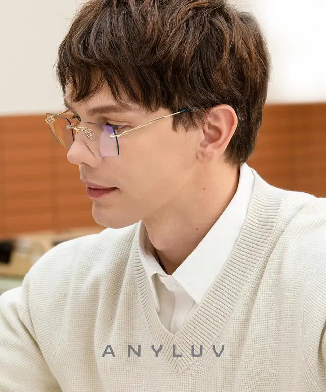 Alt view image 2 of 5 - ANYLUV Rimless Blue Light Blocking Glasses Men Women, Lightweight Computer Reading Glasses, Anti Eyestrain Gaming Glasses