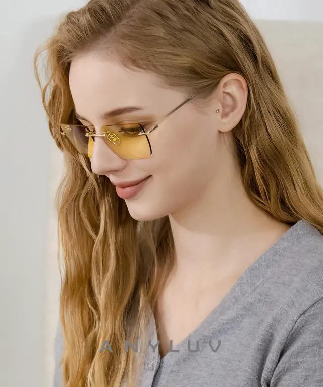 Alt view image 2 of 5 - ANYLUV Rimless Blue Light Blocking Glasses Men Women, Lightweight Computer Reading Glasses, Anti Eyestrain Gaming Glasses