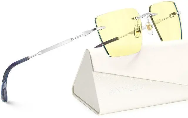 Main image of ANYLUV Rimless Blue Light Blocking Glasses Men Women, Lightweight Computer Reading Glasses, Anti Eyestrain Gaming Glasses