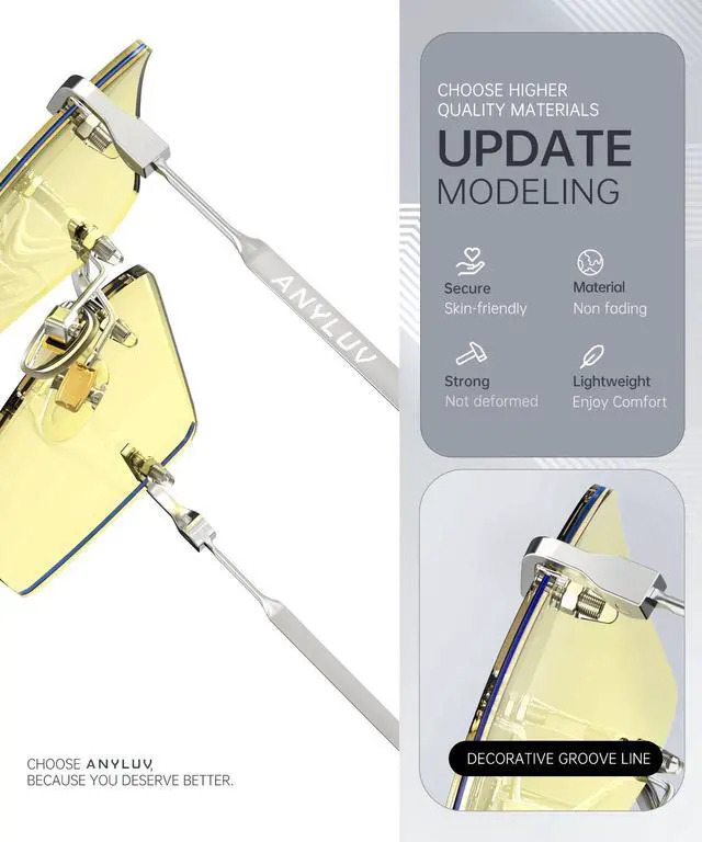 Alt view image 3 of 5 - ANYLUV Rimless Blue Light Blocking Glasses Men Women, Lightweight Computer Reading Glasses, Anti Eyestrain Gaming Glasses