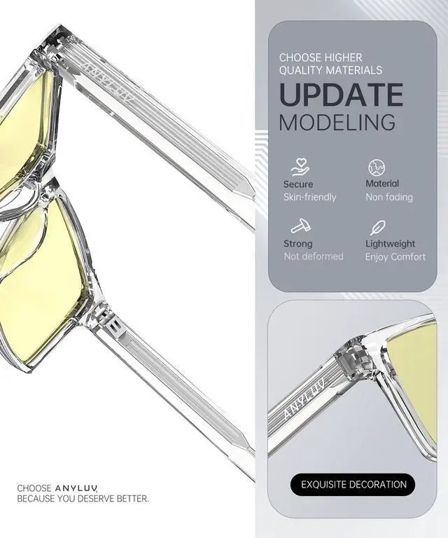 Alt view image 3 of 5 - ANYLUV Blue Light Blocking Glasses for Men Anti Blue Light Glasses for Men Women, Eye Strain Relief for Computer Gaming