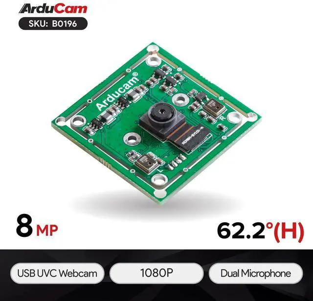 Alt view image 2 of 5 - Arducam 8MP 1080P USB Camera Module for Raspberry Pi, 1/4" CMOS IMX219 Mini UVC USB2.0 Webcam Board with 1.64ft/0.5m USB Cable for Windows, Linux, Android and Mac OS