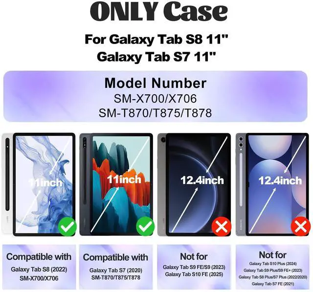 Alt view image 3 of 5 - BASE MALL Case for Samsung Galaxy Tab S8/S7 11-inch 5G Tablet Case 2022/2020, [with Tempered Glass Screen Protector],360deg Rotating Kickstand/Hand & Shoulder Strap/S Pen Holder (Black)