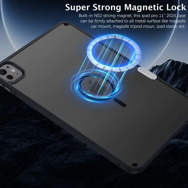 Alt view image 3 of 5 - BENTOBEN Magnetic for iPad Pro 11 Inch Case (M5/M4) 2025/2024, Translucent Matte Back Slim Soft TPU Bumper Lightweight Shockproof Protective Women Girls Boys Tablet Case Cover, Black