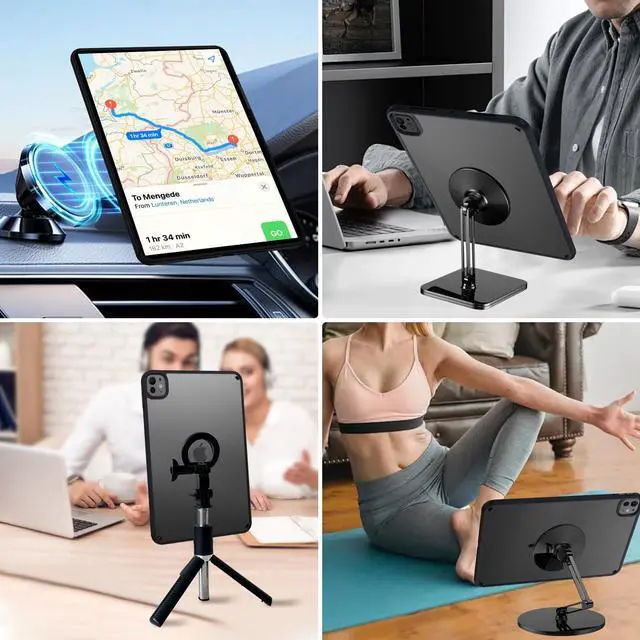 Alt view image 4 of 5 - BENTOBEN Magnetic for iPad Pro 11 Inch Case (M5/M4) 2025/2024, Translucent Matte Back Slim Soft TPU Bumper Lightweight Shockproof Protective Women Girls Boys Tablet Case Cover, Black