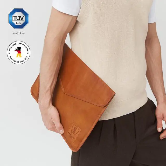 Alt view image 3 of 5 - Berliner Bags Vintage Genuine Leather Laptop Sleeve, Computer Cases, Notebook Cover - Brown (15.6 Inch)