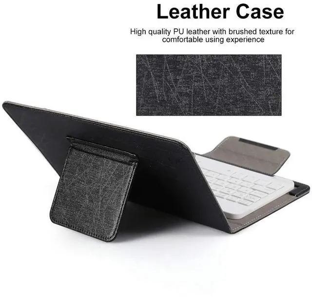 Alt view image 2 of 5 - Bindpo Bluetooth Keyboard with PU Case Cover for Android/for iOS Smartphone,Bluetooth Keyboard with Flip Case and Stand for 9.7''-10.1'' Tablet,Universal 10 Inch Keyboard Cover