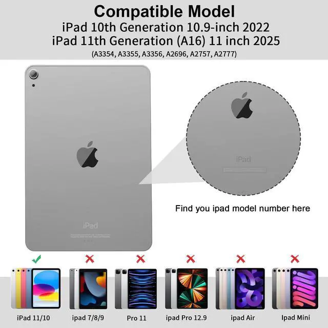 Alt view image 2 of 5 - BQDIYOO Case for iPad 11th/10th Generation with Keyboard, 11 inch A16/10.9" iPad 10 Case (2025/2022) with Pencil Holder, Wireless Keyboard and Slim Lightweight Soft Cover Auto Wake/Sleep, Cream White