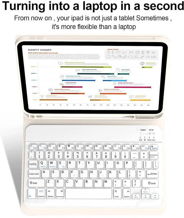 Alt view image 5 of 5 - BQDIYOO Case for iPad 11th/10th Generation with Keyboard, 11 inch A16/10.9" iPad 10 Case (2025/2022) with Pencil Holder, Wireless Keyboard and Slim Lightweight Soft Cover Auto Wake/Sleep, Cream White