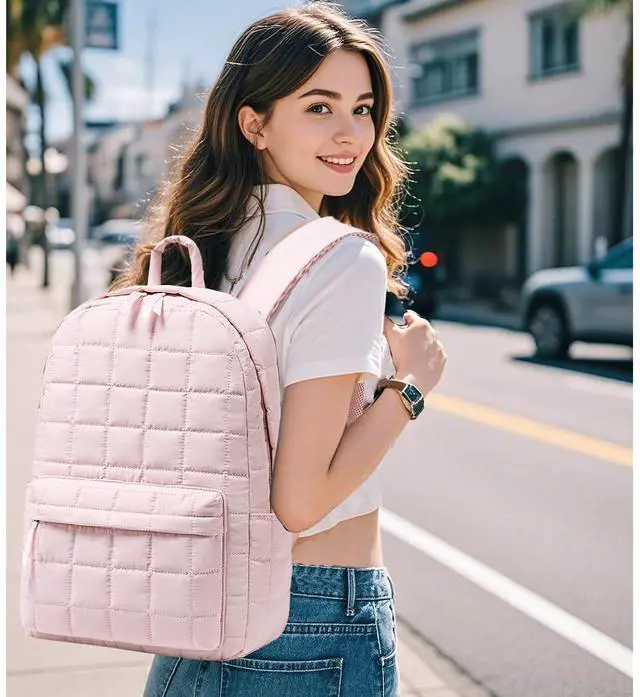 Alt view image 2 of 5 - BTOOP Travel Backpack for Women Work Backpack Quilted College Backpacks for School Fit 15.6 Inch Laptop (Quilting-Pink)