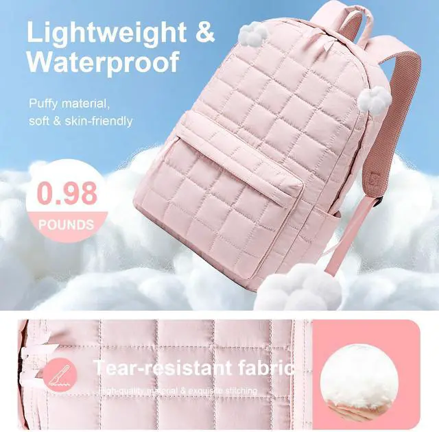 Alt view image 3 of 5 - BTOOP Travel Backpack for Women Work Backpack Quilted College Backpacks for School Fit 15.6 Inch Laptop (Quilting-Pink)