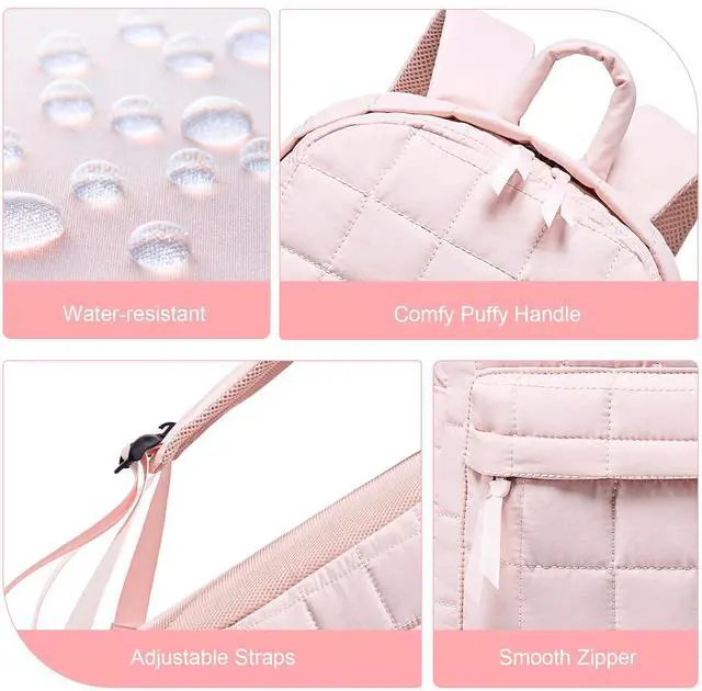 Alt view image 5 of 5 - BTOOP Travel Backpack for Women Work Backpack Quilted College Backpacks for School Fit 15.6 Inch Laptop (Quilting-Pink)