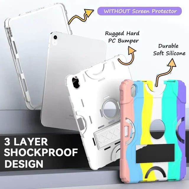 Alt view image 3 of 5 - Cantis Case for iPad 11-inch (A16) 2025/ iPad 10th Generation 2022 (10.9 inch), Shockproof iPad Cover 10th Generation with Pencil Holder & Kickstand, Camouflage+White