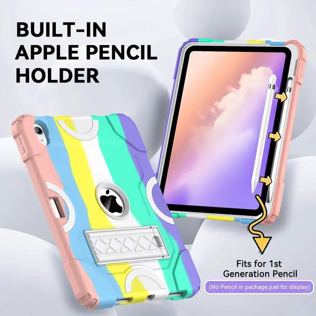 Alt view image 5 of 5 - Cantis Case for iPad 11-inch (A16) 2025/ iPad 10th Generation 2022 (10.9 inch), Shockproof iPad Cover 10th Generation with Pencil Holder & Kickstand, Camouflage+White