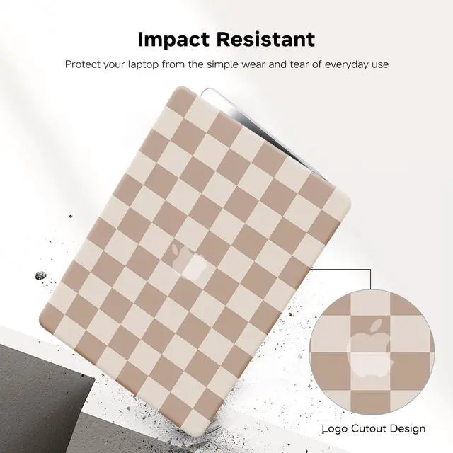 Alt view image 4 of 5 - BYCeKe Compatible with MacBook Pro 16 inch Case 2024-2021 M4 M3 M2 M1 A3403 A3186 A2991 A2780 A2485 Pro Max Chip,for Mac Pro16 M4 Checkered Textured Cream Plastic Case&Keyboard Cover, Checkerd Neutral