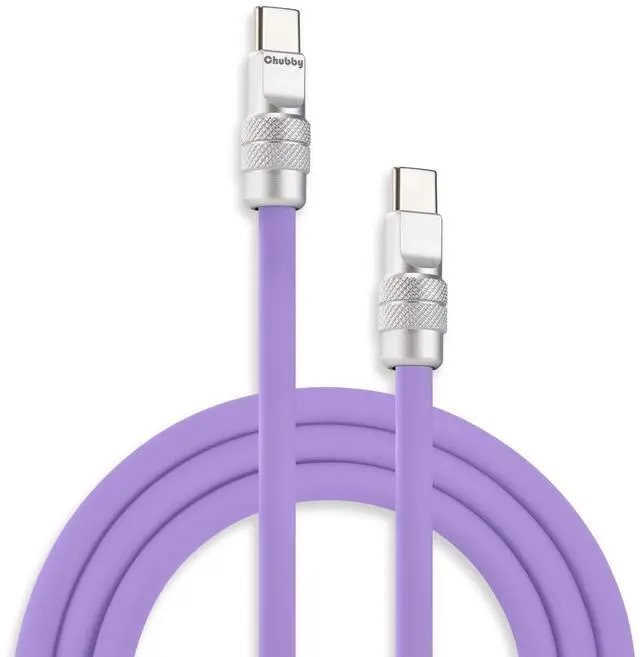 Main image of chubbycable Chubby 2.0 Fast Charging Cable Durable Soft Silicone USB C Cable 240W Extra Thick Phone Charger Cord Data Transfer Cord, Light Purple, Type-C to Type-C, 6.6 FT