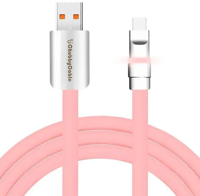 Main image of chubbycable Neon Chubby - Fast Charge Cable with Smart Light RGB Color Gradual Light Up LED USB Charging Cable, Pink, USB-A to Type-C, 0.32 FT
