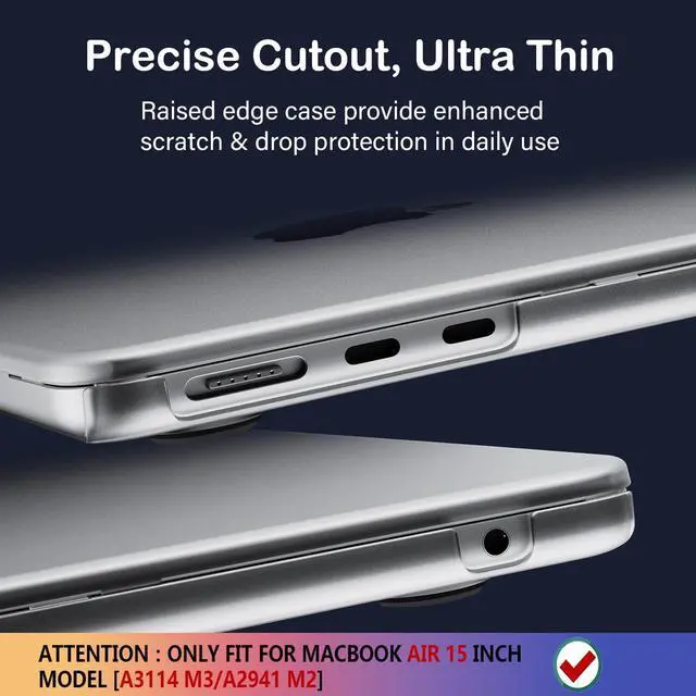 Alt view image 4 of 5 - CISSOOK Compatible with MacBook Air 15 inch Case M3 Chip A3114 / M2 Chip A2941 Model 2024 2023 Release, Durable & Slim Protective Hard Shell Case Cover for MacBook Air 15.3" M2 M3 Case - Gray Clear