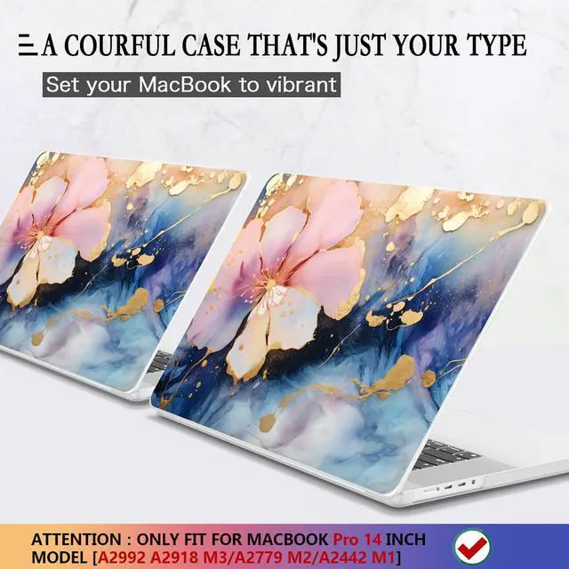 Alt view image 3 of 5 - CISSOOK Plastic Hard Shell Compatible with MacBook Pro 14 inch Case 2024 2023 2022 2021 Release, M4 A3112 A3185 A3401 M3 A2918 A2992 M2 A2779 M1 A2442 Pro/Max Chip, Marble Flower