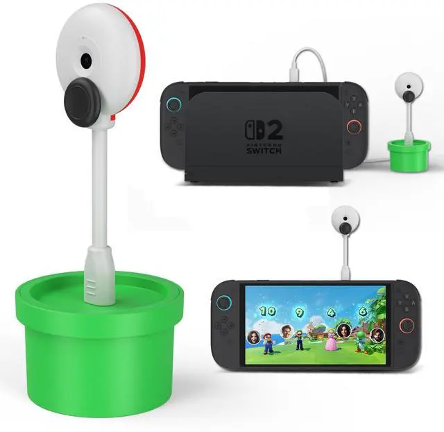 Main image of Coolwee Camera for Nintendo Switch 2 (2025), 720P HD Video Camera, Privacy Sliding Lens Cover, ABS White and Green Color